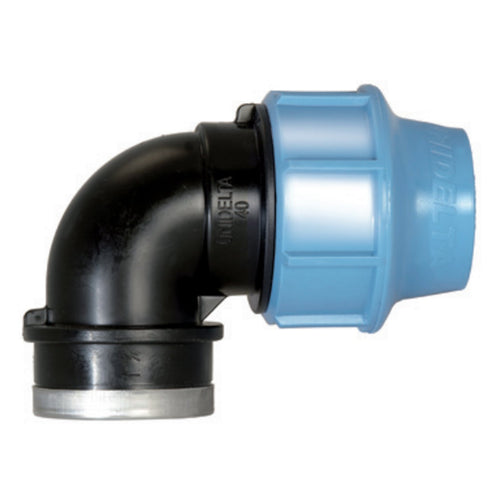 Gomito a 90° con derivazione femmina in polipropilene per irrigazione e giardinaggio PN 16 Bar