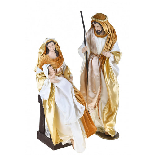Natività completa statue per presepe con vestiti in tessuto h 60 cm