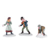 Set di 3 statuette bambini che giocano con la neve decorazione natalizia per presepe villaggio di Natale