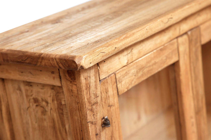 Biscottini Vetrina Country Biscottini legno tiglio 68x25x130 ripiani vetro Made Italy