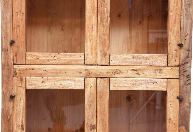 Biscottini Vetrina Country Biscottini legno tiglio 68x25x130 ripiani vetro Made Italy