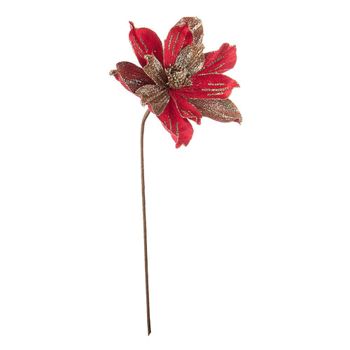 Ramo decorativo Lilith Magnolia color Rosso e Oro Ø 22 x h 50 cm