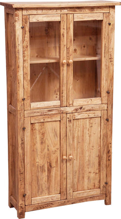 Biscottini Biscottini Vetrina Credenza Country legno tiglio naturale 68x25x130 ripiani