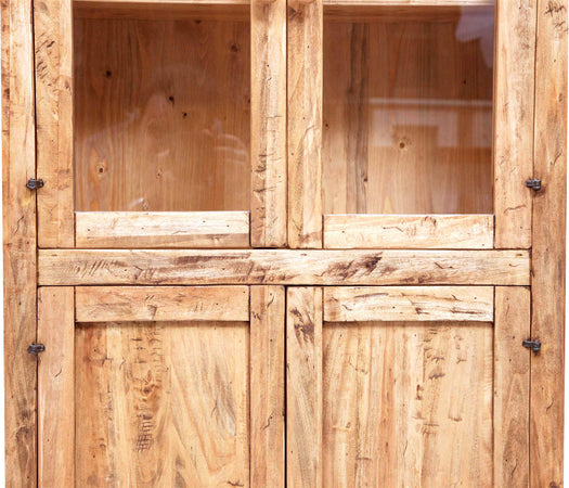 Biscottini Biscottini Vetrina Credenza Country legno tiglio naturale 68x25x130 ripiani