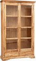 Biscottini Vetrina Country in legno massello di tiglio finitura naturale L109xPR36xH180 cm. Made in Italy