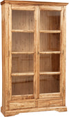 Biscottini Vetrina Country in legno massello di tiglio finitura naturale L109xPR36xH180 cm. Made in Italy