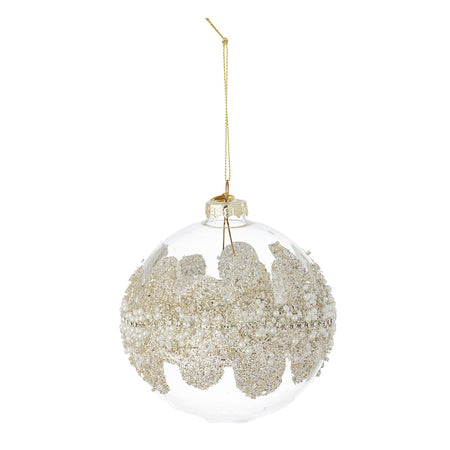 Palline per albero di Natale in vetro Mirage Argento con pendaglio Tinta Unita