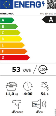 Whirlpool FFD 1146 SV IT Lavatrice cm.60 - capacità 11kg - bianco