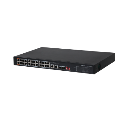 DH-PFS3226-24ET-240 - DAHUA Switch con 26 porte 24 ethernet PoE 10/100Mbps lessthan 240W + 2 Gigabit Combo