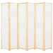 Divisorio a 6 Pannelli 240x170x4 cm in Tessuto Crema