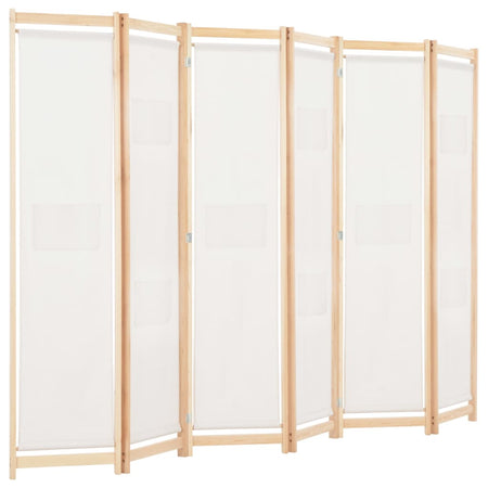 Divisorio a 6 Pannelli 240x170x4 cm in Tessuto Crema