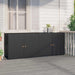Mobile Portaoggetti da Giardino Nero 198x55,5x80 cm Polyrattan Ampio Spazio