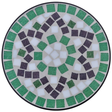 Tavolino per Piante in Ferro con Mosaico Verde e Bianco 60 cm