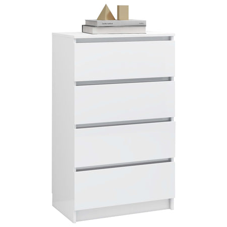 Credenza Bianco Lucido 60x35x98,5 cm in Legno Compensato