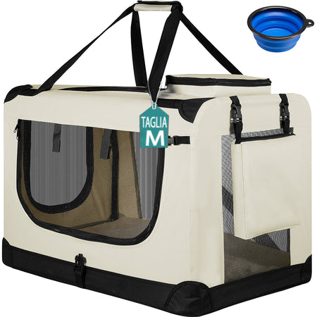 Borsa Trasportino Animali Domestici Pieghevole 60x42 H 44cm Cani e Gatti Beige