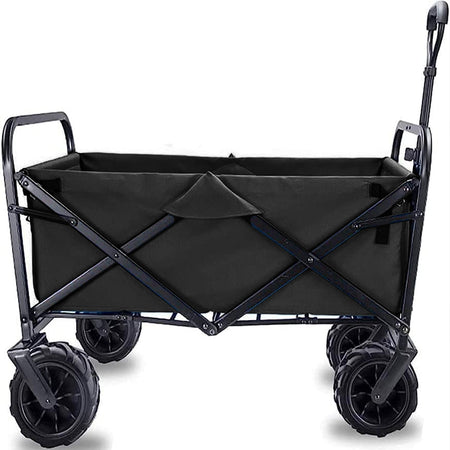 Carrello Pieghevole in Tessuto Oxford con 4Ruote in Gomma e Telaio in Acciaio Nero