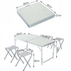 Tavolo Pieghevole Campeggio PicNic 120x60 H 55-70cm con 4 Sgabelli Alluminio