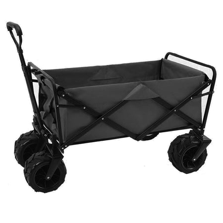 Carrello Pieghevole in Tessuto Oxford con 4Ruote in Gomma e Telaio in Acciaio Nero