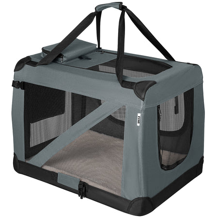 Borsa Trasportino Animali Domestici Pieghevole 70x50 H 52cm Cani e Gatti Grigio
