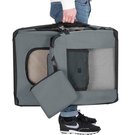 Borsa Trasportino Animali Domestici Pieghevole 70x50 H 52cm Cani e Gatti Grigio