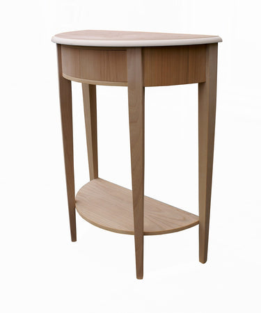 MOBILI 2G - CONSOLLE MEZZALUNA IN LEGNO 1 CASSETTO GREZZO L.67 P.33 H.75 (3117)