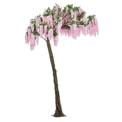 Albero artificiale da giardino Glicine rosa, con petali e foglie, 200x320h cm