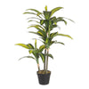 Pianta artificiale Dracaena con vaso in plastica nero, con foglie in gomma