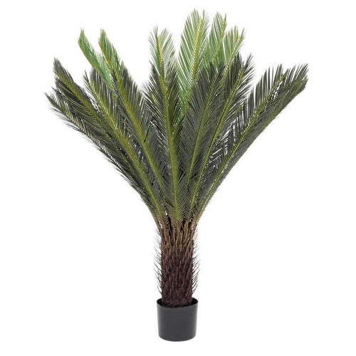 Pianta artificiale Palma Cycas con foglie e rami in PE, vaso in plastica