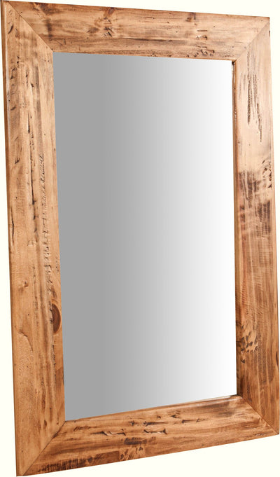 Biscottini Specchiera rettangolare a muro in legno massello di tiglio finitura naturale L60xPR3xH90 cm Made in Italy