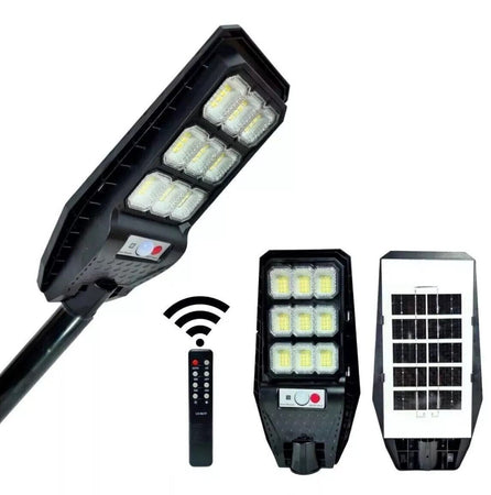 LAMPIONE SOLARE LED 6500K 100W 200W 300W 400W SENSORE TELECOMANDO E STAFFA IP65