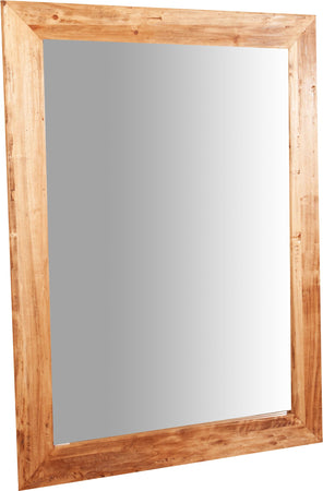 Biscottini Specchiera rettangolare a muro in legno massello di tiglio finitura naturale L90xPR3xH120 cm Made in Italy