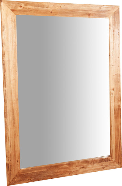Biscottini Specchiera rettangolare a muro in legno massello di tiglio finitura naturale L90xPR3xH120 cm Made in Italy