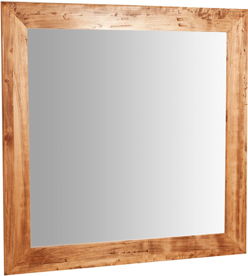 Biscottini Specchiera quadrata a muro in legno massello di tiglio finitura naturale L100xPR3xH100 cm Made in Italy