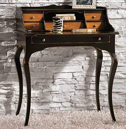 MOBILI 2G - Scrivania Shabby nero legno consumato/naturale 78x50x94