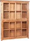 Biscottini Libreria vetrina con ante scorrevoli in legno massello di tiglio, finitura naturale L154xPR37xH212 cm. Made in Italy