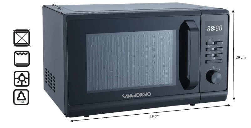 SANGIORGIO Forno Microonde SMW23GBD Nero 23 Litri 1000W con Griglia