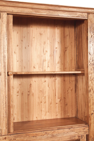 Biscottini Libreria Vetrina Biscottini Legno Tiglio 4 Ripiani Ante Scorrevoli 154x37x212