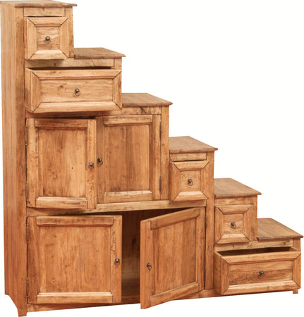 Biscottini Mobile Cassettiera Scala Country Biscottini legno tiglio 140x42x142 Made Italy