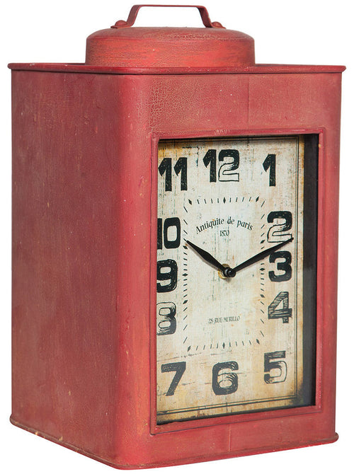 Biscottini Biscottini Orologio da Tavolo Ferro Rosso Anticato Vintage 24x24x39 Batteria