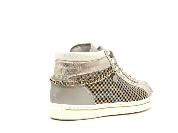 NERO GIARDINI Sneakers alta bambina Luxury Platino Savana