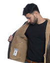 James - Giacca Uomo Testa di Moro Graffiato in vero montone Shearling con Cappuccio