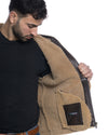 James - Giacca Uomo Testa di Moro Graffiato in vero montone Shearling con Cappuccio