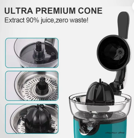 Spremiagrumi Elettrico 100W Filtro In Acciaio 2 CONI Rimovibili Leva Pressione