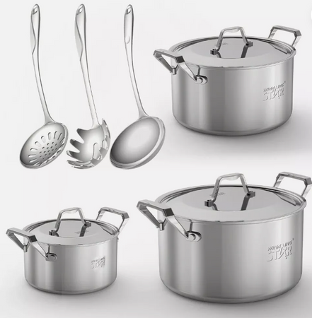 SET DI PENTOLE 9 PZ Alluminio pressofuso + acciaio inossidabile a strati St-5100