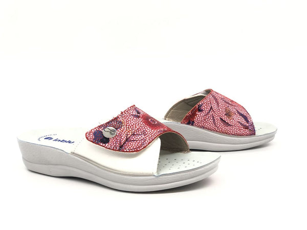 INBLU Ciabatta donna aperta con strappo rosso
