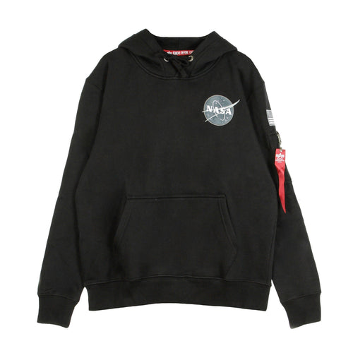 ALPHA INDUSTRIES Felpa Cappuccio Uomo Space Shuttle Hoody Black da uomo