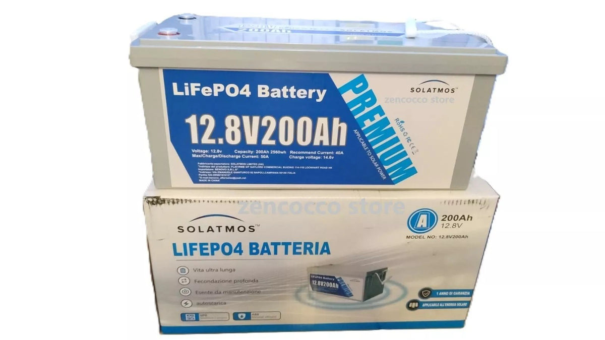 Batteria Litio-Ferro-Fosfato (LiFePO4) 12V/72Wh. Polo negativo a destra