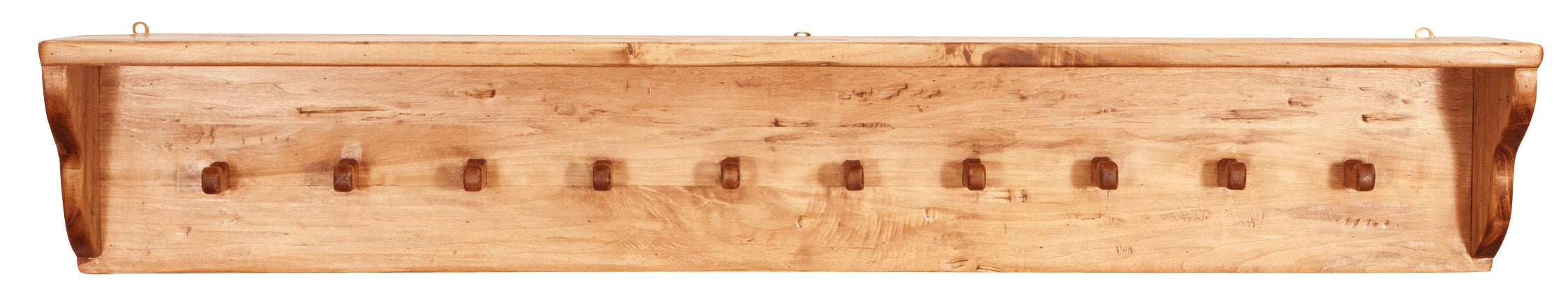 Biscottini Attaccapanni a mensola in legno massello di tiglio finitura naturale L157xPR22xH25 cm. Made in Italy