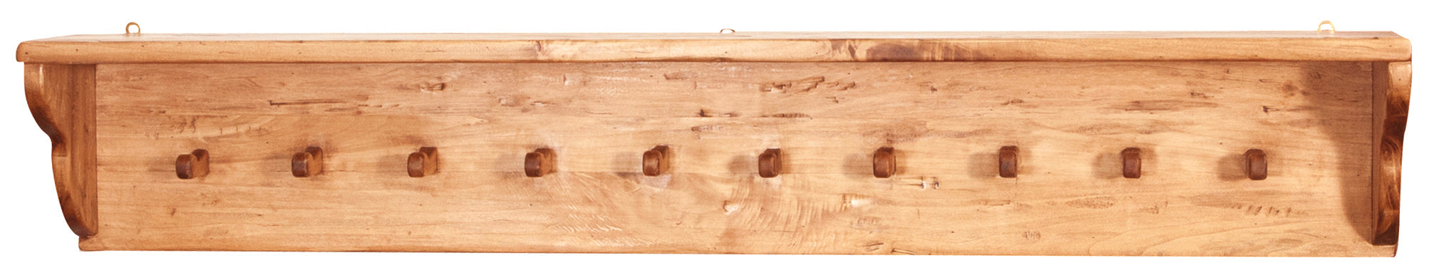 Biscottini Attaccapanni a mensola in legno massello di tiglio finitura naturale L157xPR22xH25 cm. Made in Italy