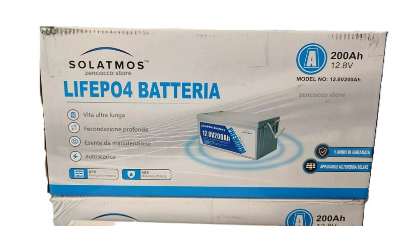 BATTERIA 200Ah 12.8V 2560wh AL LITIO FERRO FOSFATO LiFeP04 Fecondazione profonda